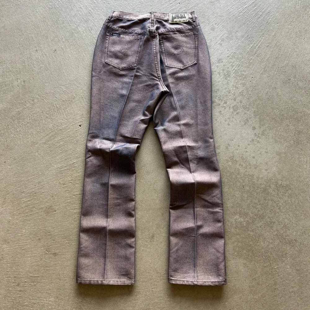 Vintage Crest Jeans Jacket Pants Set Womens Large Iridescent Metallic Y2K Denim
